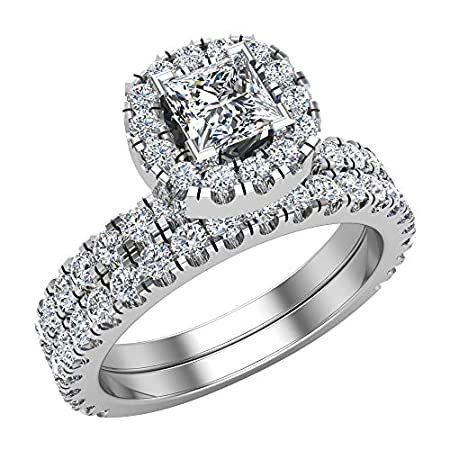 2021高い素材  Wedding 特別価格Petite Rings set好評販売中 bridal Halo Cushion diamond cut Princess Women for ビジネスシューズ
