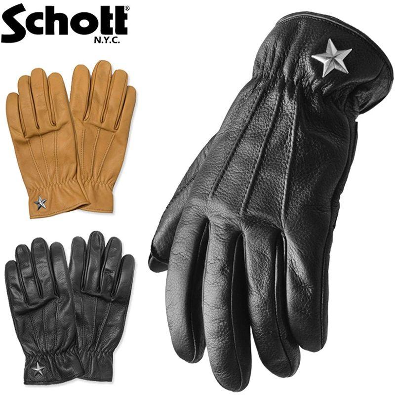 高級感高級感Schott ショット 3169030 ONE STAR GLOVE ワンスター グローブ (L 09 BLACK) メンズ ロック  バイカ 手袋