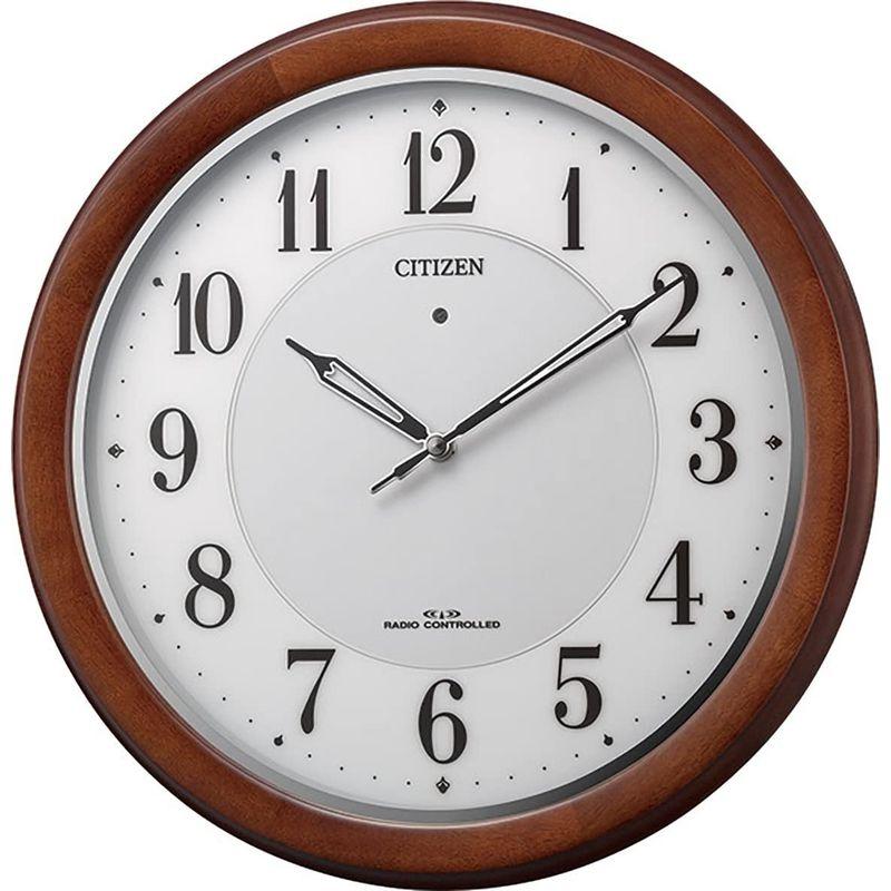 非常に高い品質非常に高い品質リズム(RHYTHM) 掛け時計 ブラウン φ34.0×4.5cm シチズン 電波時計 ソーラー補助電源  4MY852-006 目覚まし時計