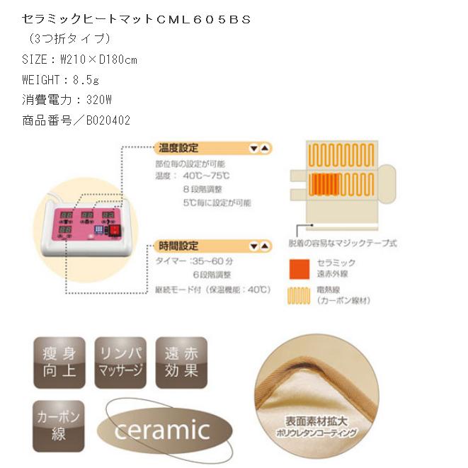 セラミックヒートマットCML605BS（三つ折タイプ）す