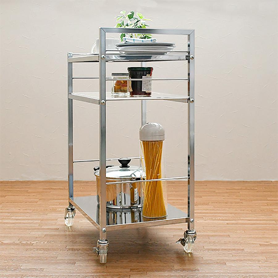 ステンレス天板　キッチンワゴン 【足立製作所】 楽天市場】ステンレス天板 キッチンワゴン (小) 3段 幅33.5 奥行