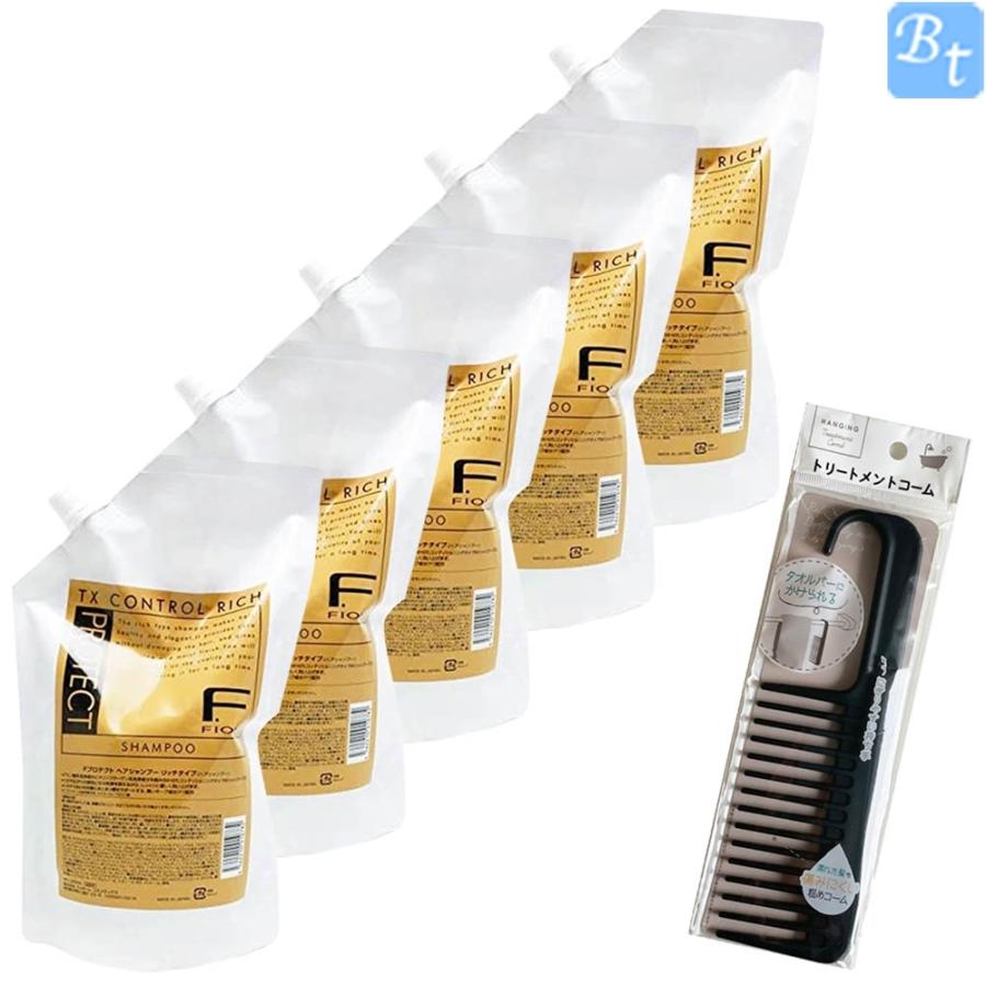 特別セット フィヨーレ Fプロテクト ヘアシャンプー リッチ 1000ml 詰替え用 5個セット & トリートメントコーム付
