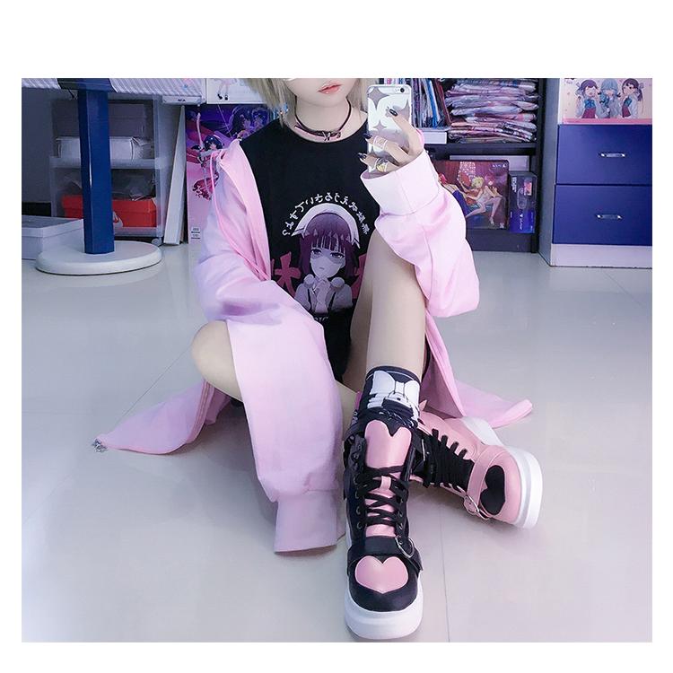 ハートmixハイカットスニーカー レディース 厚底 原宿 ゴスロリ ロリータ ゆめかわいい ロリィタ Nek133 Yolande 通販 Yahoo ショッピング
