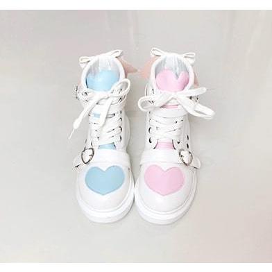 ハートmixハイカットスニーカー レディース 厚底 原宿 ゴスロリ ロリータ ゆめかわいい ロリィタ Nek133 Yolande 通販 Yahoo ショッピング