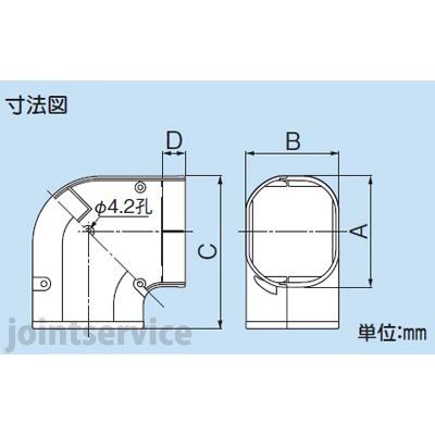 因幡電工 INABA スリムダクトLD コーナー平面90° アイボリー LDK-70-I