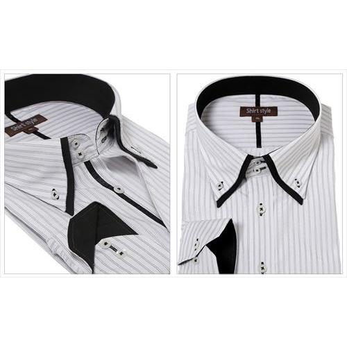ワイシャツ メンズ Yシャツ おしゃれ シャツ ストライプ ドレスシャツ ノーネクタイ ビジネス ボタンダウン 大きいサイズ 結婚式 長袖 人気ブランド 大きいサイズ