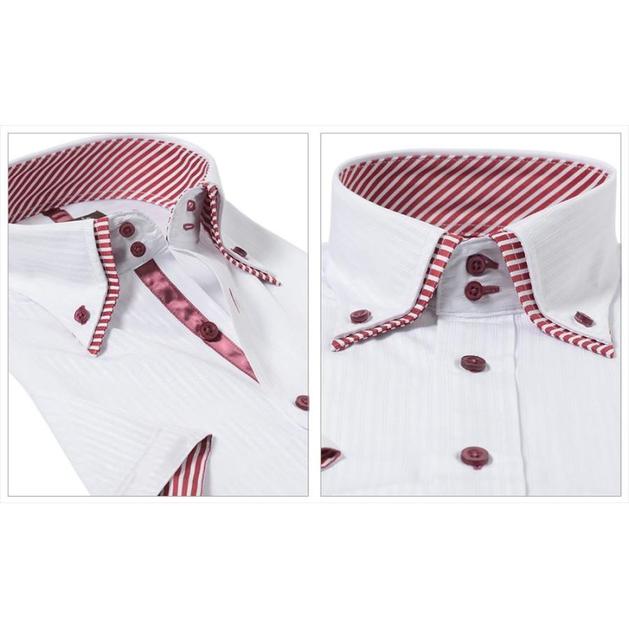 ワイシャツ 半袖 メンズ スリム オシャレ ボタンダウン 白 赤 レッド ストライプ ビジネス クールビズ おしゃれ 半袖 Ysh 5 010 ワイシャツ通販 シャツスタイル 通販 Yahoo ショッピング