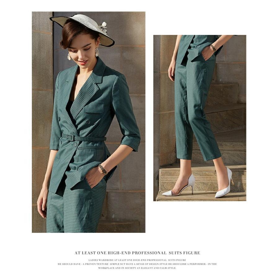 【希少】vintage セットアップ グリーン ストライプ スーツ ジャケット クラシカルグリーンチェックパンツスーツ テーラードジャケット