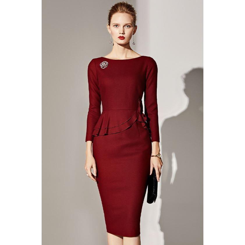 【お値下げしました】【美品】Leja ビスチェ風ウエストベルト付きドレス M Leja（レジャ） ドレス 「LEJA」ビスチェ風ウエストベルト付き花柄