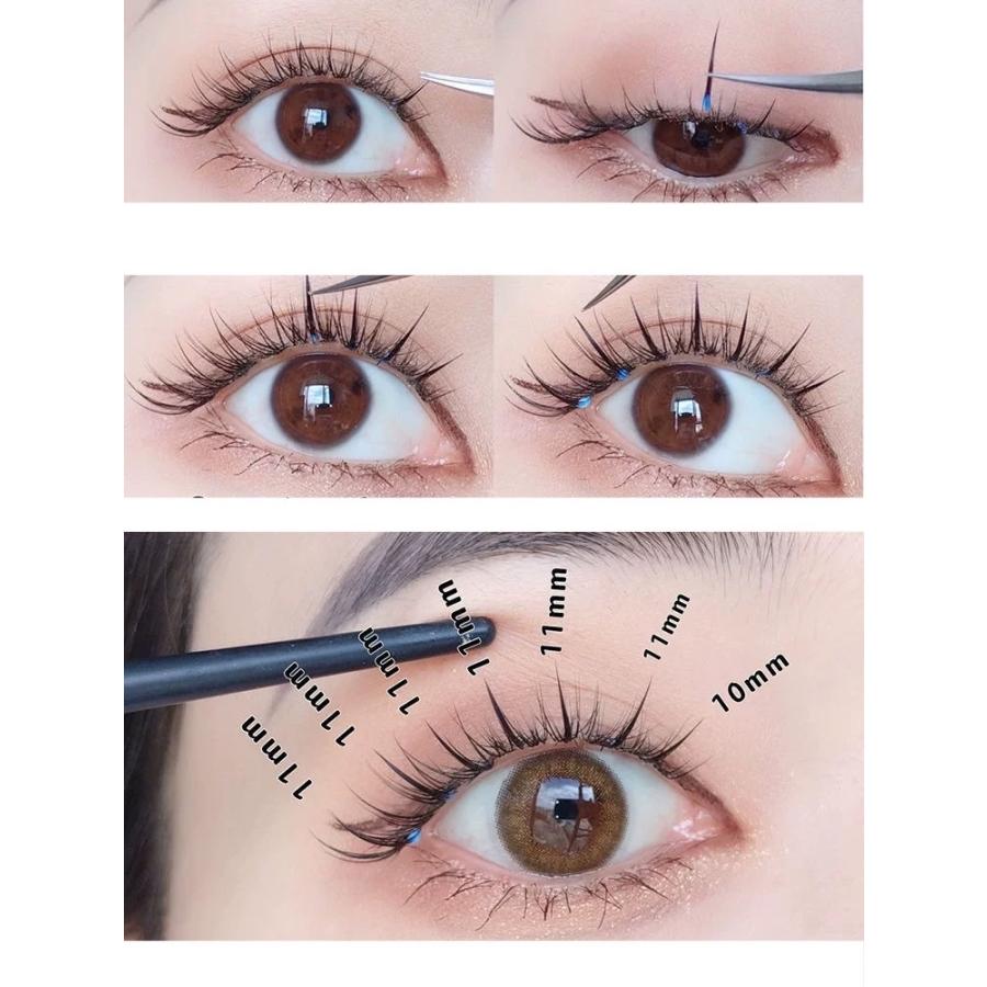 セルフマツエク A型 V型 9mm 10mm 11mm (200束)セット 部分用 ロング