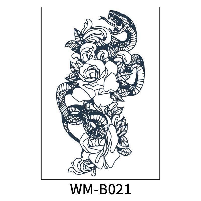WMB スカル ジャグアタトゥーシール 2週間 フェイクタトゥー メイク コスプレ ヘナタトゥー 蛇 龍 骸骨 かっこいい｜beauty-fun｜04