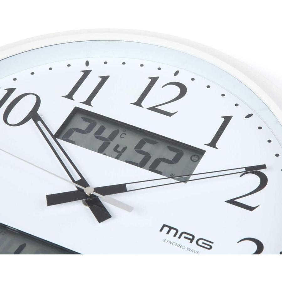 Mag マグ 掛け時計 電波時計 アナログ ダブルリンク 環境目安表示機能付き 温度 湿度 日付 曜日表示 ホワイト W 711wh 日本産
