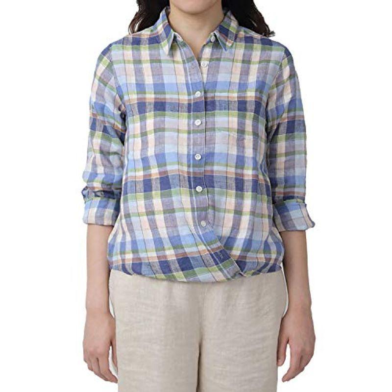 高い品質 ウーマンプラス シャツ リネンチェックシャツ レディース 1704a24 ブルーチェック Ml Babylonrooftop Com Au