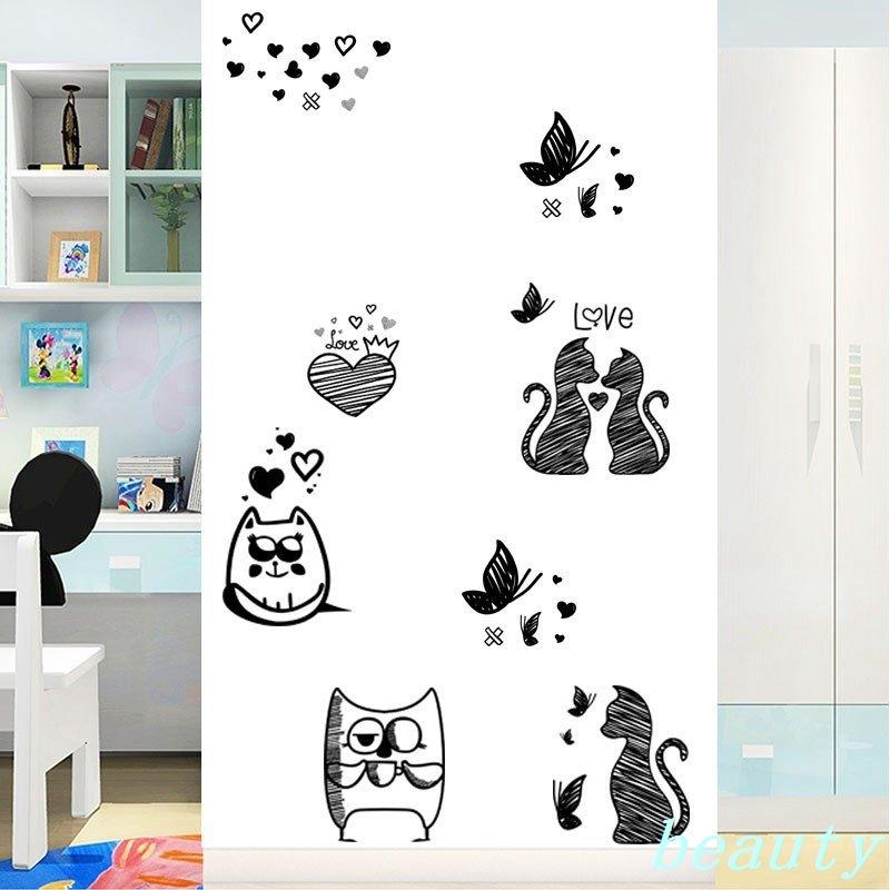 ウォールステッカー 壁紙シール 壁飾り かわいい モノクロ レトロ フクロウ 猫 蝶 ハート リビング キッチン ルームデザイン 子供部屋 Bty 1181wcdyo Beauty21 通販 Yahoo ショッピング