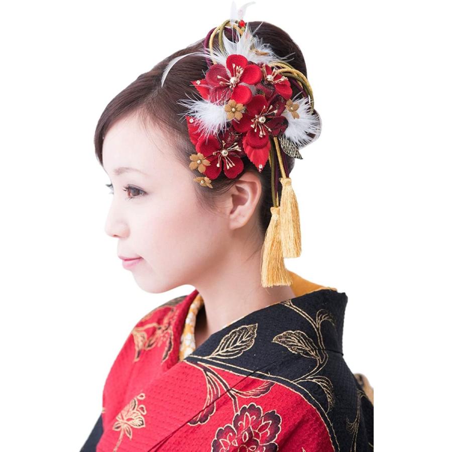 組紐付き花髪飾り かんざし 赤 レッド 梅 成人式 振袖 卒業式 袴 着物 和装 髪型 Beauty Dawn Yahoo 店 通販 Yahoo ショッピング