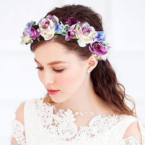 お歳暮 花かんむり 花冠 バラ 花かんむり 紫系 ヘッドドレス ハワイアン ウエディング ドレス花冠 Fhkan067pecm 大注目 Www Aqtsolutions Com