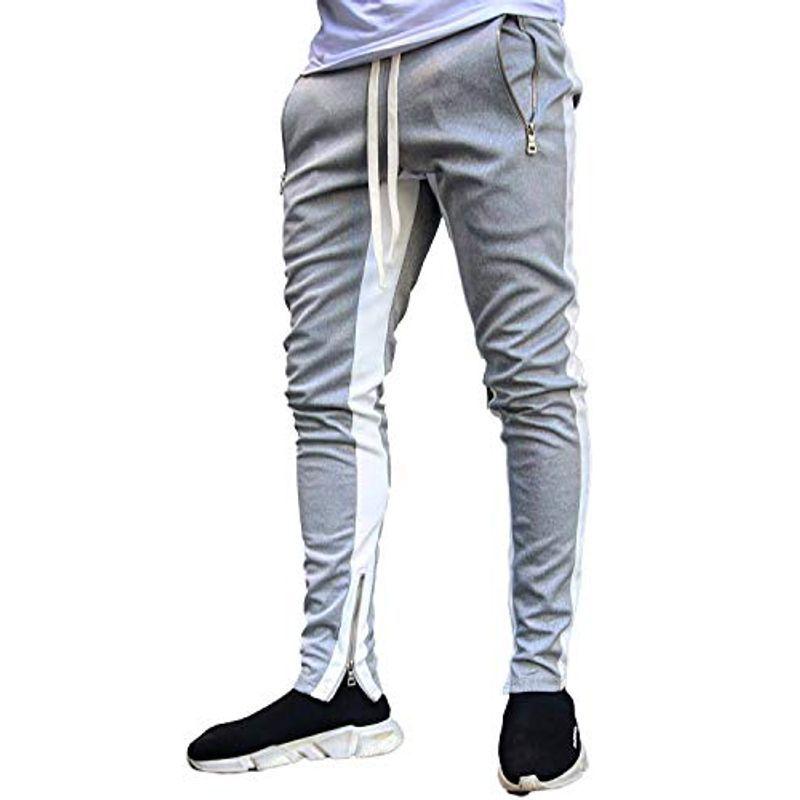 セカンドルーツ メンズ トラックパンツ ライン ジャージ スリム スウェット トレーニングウェア ファスナー付き 1s R17 グレー サウナスーツ Audiocenter Com Gt