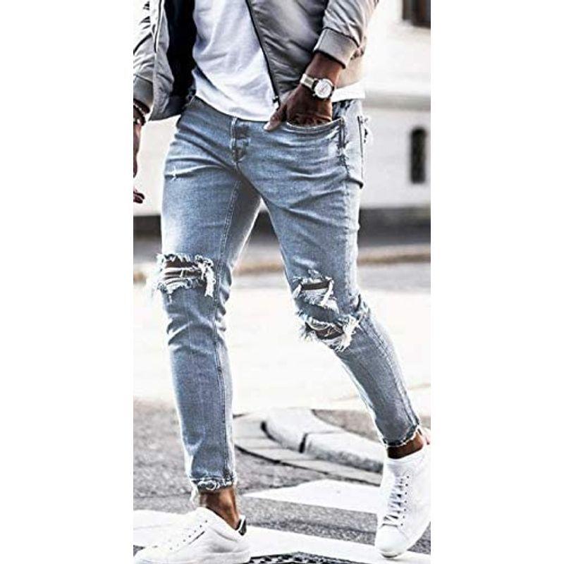 プチドフランセ ジーンズ Ao ダメージ デニム ファッション メンズ ロングパンツ春夏秋 人気ブランド 加工 春もの 春用 標準 男性物 熱販売 メンズ