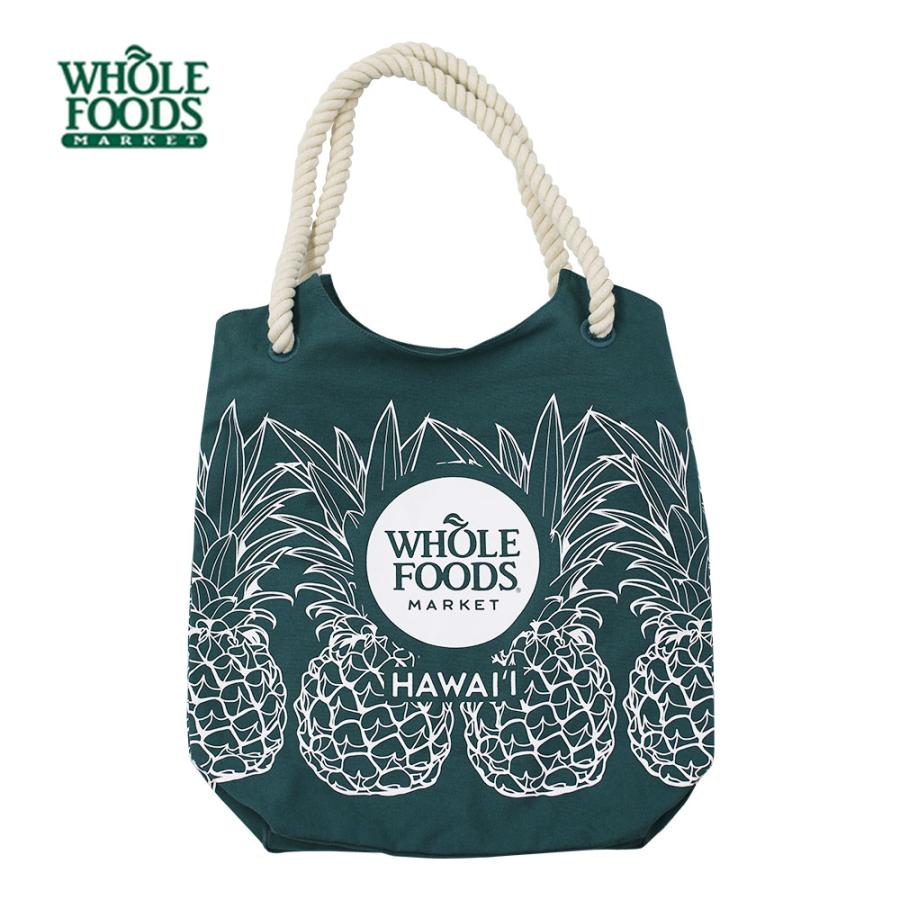 トートバッグ サブ エコ リバーシブル ハワイ パイナップル 葉 ハンドメイド ハワイ直輸入☆WHOLEFOODSMARKET ホールフーズ エコバック 送料無料