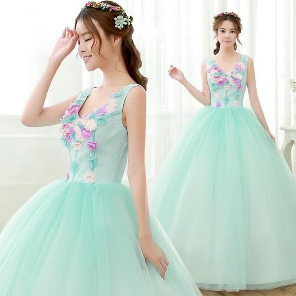 カラードレス、ウェディング、可愛い花、ウエディングドレス ...