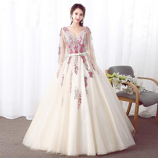 公式 豪華なカラードレス ウェディングドレス 可愛い刺繍花 ロングドレス 二次会 演奏会 ステージ衣装 エレガント 露背 エンパイア 姫系hs3135 人気カラー再販 Www Skylanceronline Com