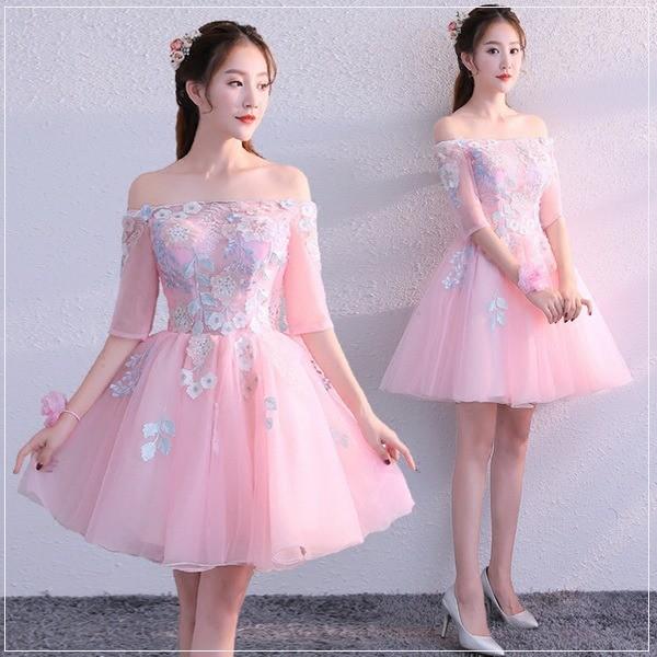 春新作 カラードレス ウェディングドレス 花嫁ミニドレス 可愛い花びら ウエディングドレス オフショルダー 露背 可愛い姫系hs3149 Hs3149 Sun Day 通販 Yahoo ショッピング