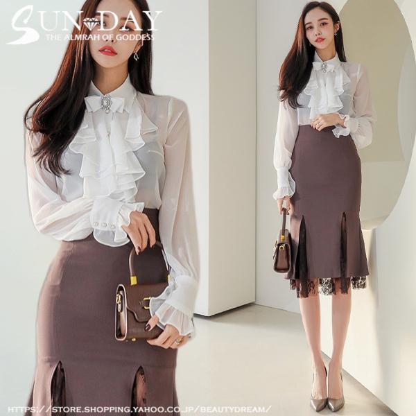 秋新品セットアップレディース 上下セットアップ セットアップ韓国 スカート フリル レース 上下セット Ol通勤タイプ お呼ばれ 代30代40代 Yd 52 新入荷 流行