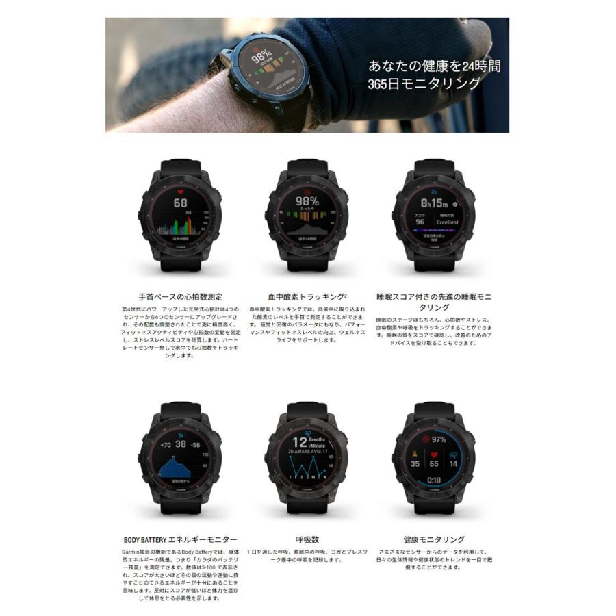 フェニックス7X サファイア デュアルパワー Ti ブラック DLC / ブラック 日本語正規版 #010-02541-43 GARMIN 新品 未使用｜beautyfiveauc｜07