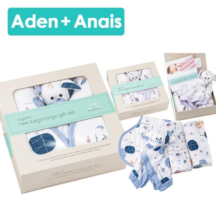 エイデンアンドアネイ aden+anais おくるみ organic new beginning gift set ギフトセット オーガニック ボックス入り｜beautyholic