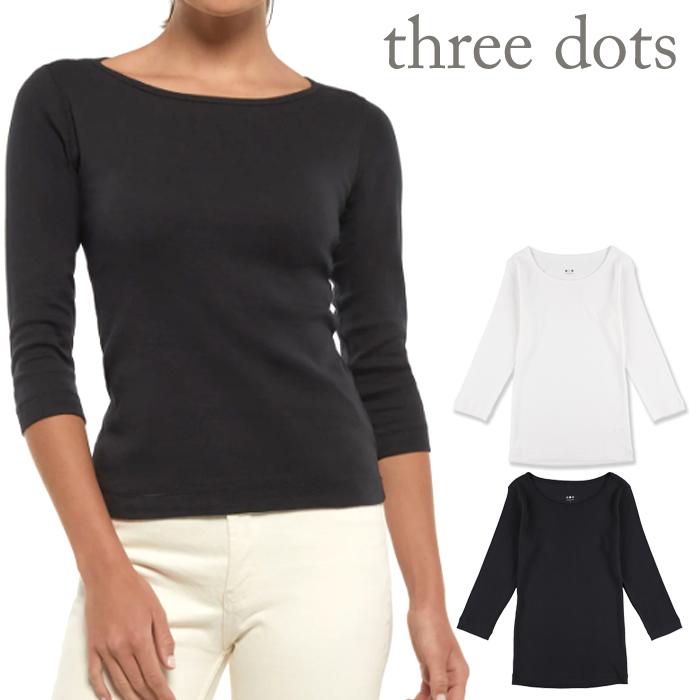 three dots（スリー ドッツ） 【並行輸入品】 Tシャツ ボートネック 
