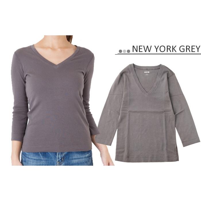 three dots - スリードッツ カシミヤVネックニット セーター 長袖 S グレー three dots（スリー ドッツ） 【並行輸入品】スリードッツ Tシャツ V
