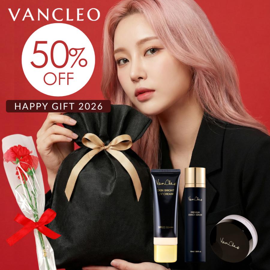 【50%OFF】VANCLEO バンクレオ ★ HAPPY GIFT 2026 ★ [ 美容液 UVクリーム フェイスパウダー 3点セット] 【母の日 ギフト mothers day コスメ プレゼント（Yahoo!・BEAUTY HONEY）
