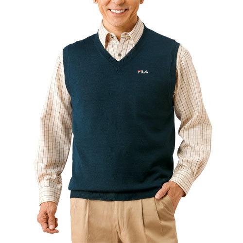 メンズベスト 秋冬 Fila ニットベスト 同サイズ2色組 メンズ トップス ベスト 紳士服 シニア 紺 灰色 シンプル Vネック フィラ P Sale 93 Off