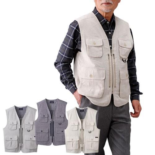 ベスト メンズ シニアファッション 春夏 綿100 しじら織り 多機能ベスト 全3色 紳士服 カジュアル サマーベスト 50代 60代 70代 80代 Sai P P ビューティーショップ 通販 Yahoo ショッピング