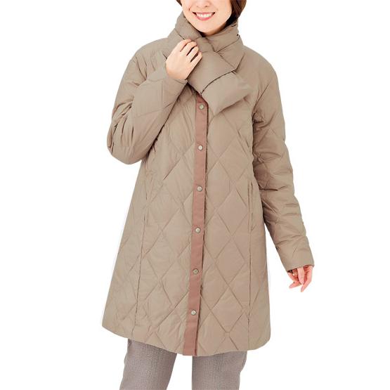 軽くて暖か！マフラー付きロング丈ダウンコート 全2色 ダウン