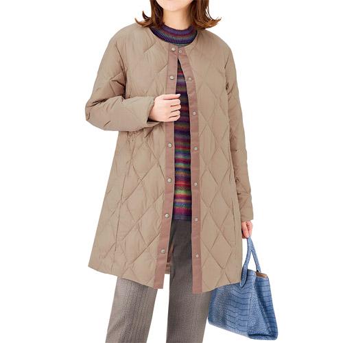 軽くて暖か！マフラー付きロング丈ダウンコート 全2色 ダウン