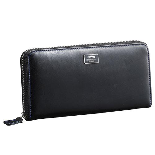 PLUS ONE｜本革 長財布 ブルー×ブラック ツートン レザーウォレット 夢の超特急 初代新幹線 0系 イタリアンレザー長財布 22ポケット