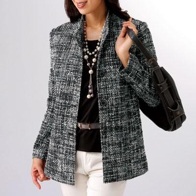 送料無料 秋冬 シルク混先染めジャケット ブラック系 ツイードジャケット レディース 婦人服 ミセス シニア アウター ジャケット 黒 P Sa 48 ビューティーショップ 通販 Yahoo ショッピング