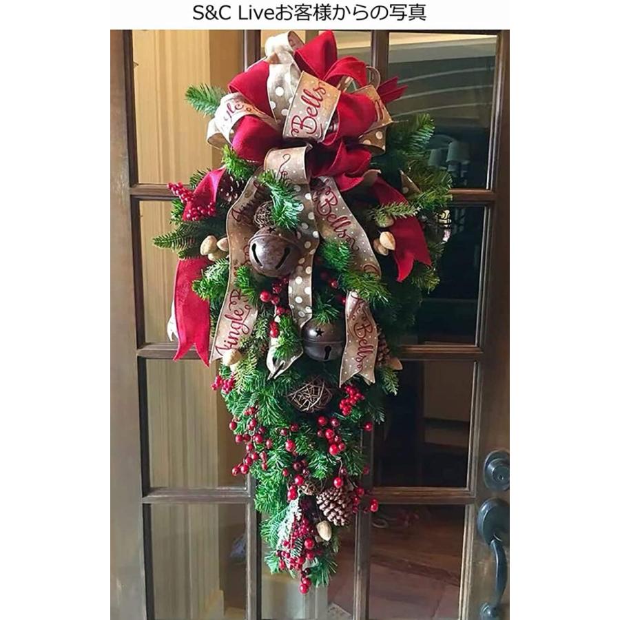 1044円 激安通販販売 即日発送 クリスマス リース スワッグ 北欧風 60cm 玄関ドア 鮮やかな赤い実 ビンテージ鈴 ビンテージベル ボリューム満点ビッグリボン付