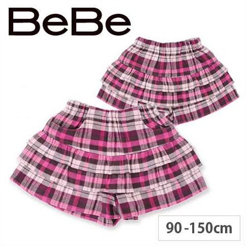 【A-1】 【BeBe/ベベ】 フランネル チェックヒラミニ キュロット パンツ 女の子/BeBe べべ 子供服◆2340