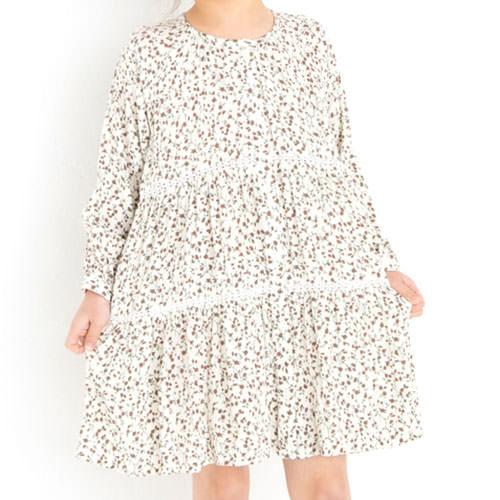 デニム フラワー 花柄 ストライプ レース ティアード ガウン ワンピース 子供服 Bebe ベベ Buzzfuzz バズファズ 女の子