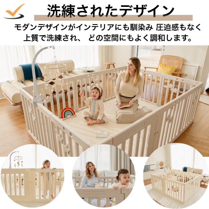 【★★20％OFF】ベビーサークル ドア付き ハイタイプ 65cm 折りたたみ プレイマット ベビーゲート 扉付き 組立簡単 室内 出産祝い 北欧 ホワイト cocozariの画像