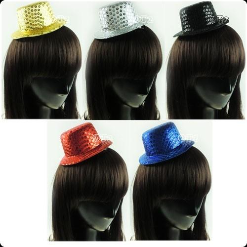 スパンコール ミニ ハット ヘア クリップ  レディース かわいい 目立つ ダンス パーティー コスチューム |  | 02