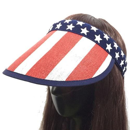 星条旗 麦わら サンバイザー 日よけ レディース 女性 目立つ ダンス パーティー カッコいい　コスプレ コスチューム 日よけ 54-58ｃｍ | 