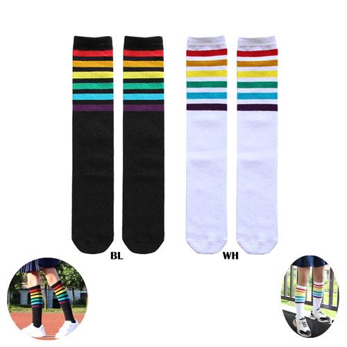 長さ 38 cm 男の子 女の子 子供 虹 レインボー ライン フリー ソックス パーティー 舞台 衣装 衣裳 余興 遠足 コスプレ ハロウィン クリスマス 用 |  | 01