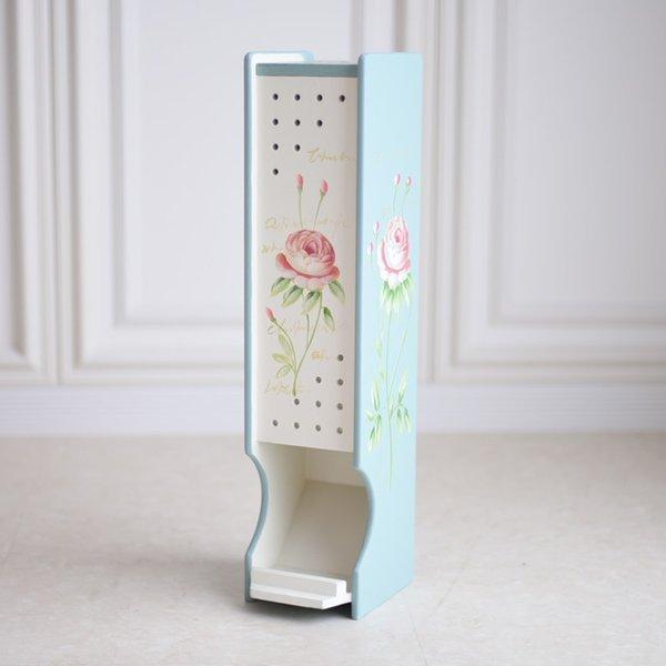 ペーパーホルダー ブルー 5 好評 おしゃれ かわいい ハンドペイント トイレットペーパーホルダー 姫系 薔薇雑貨 白家具 ヨーロピアン ロココ調 輸入家具 アンティーク