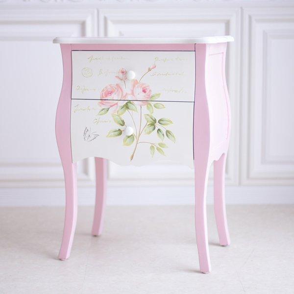超激安 ナイトテーブル チェスト 2段 ピンク 完成品 ハンドペイント 薔薇 収納 かわいい サイドチェスト 姫系 ヨーロピアン ロココ調 フレンチ おしゃれ 輸入家具 気質アップ Kuljic Com