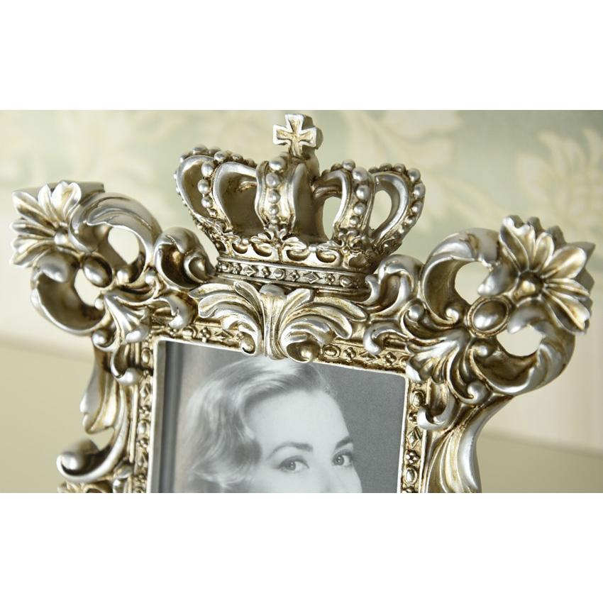 フォトフレーム おしゃれ 写真立て アンティーク調 シルバー ハガキサイズ ポストカードサイズ フォトスタンド ウェディング ロココ調 王冠モチーフ Btr Yts 3561 Sl 輸入家具べべ 通販 Yahoo ショッピング
