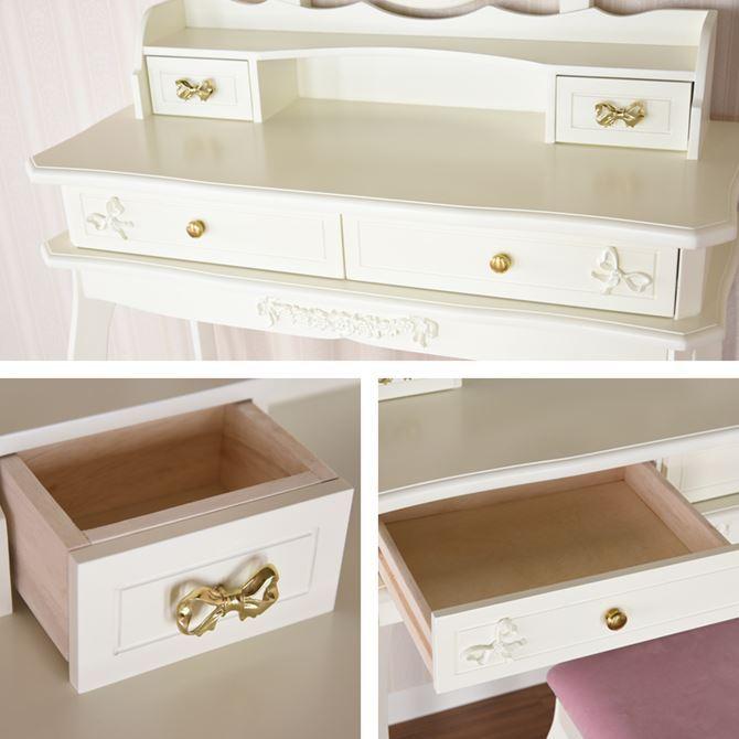 ドレッサー おしゃれ デスク 可愛い ドレッサーセット 姫系 ヨーロピアン 白家具 姫系 鏡台 可愛い スツール付 猫脚 アンティーク調 ロココ調 おしゃれ 輸入家具 Mt Drst H 90 Wh 輸入家具べべ