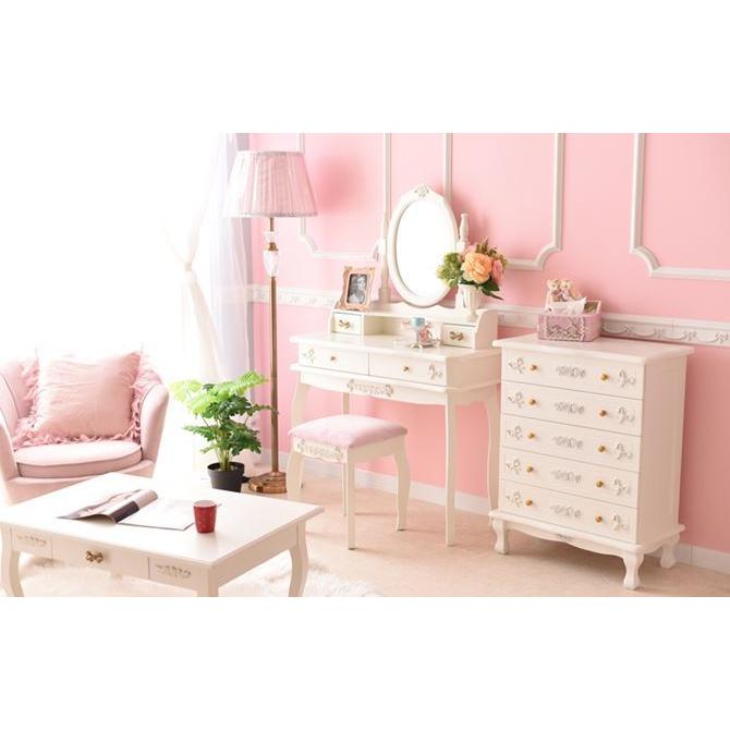 ドレッサー おしゃれ デスク 可愛い ドレッサーセット 姫系 ヨーロピアン 白家具 姫系 鏡台 可愛い スツール付 猫脚 アンティーク調 ロココ調 おしゃれ 輸入家具 Mt Drst H 90 Wh 輸入家具べべ